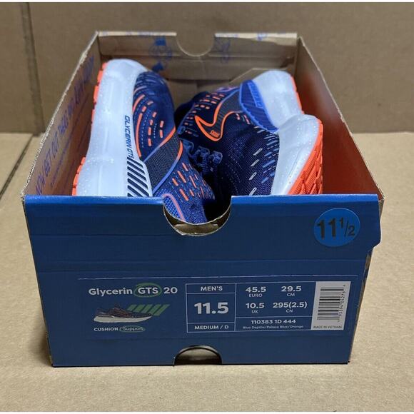 Brooks Glycerin GTS 20 Blue Athletic Running Shoes (1103831D444) Men's Sz 11.5 - Picture 9 of 9
